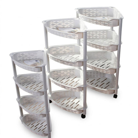 4 Tier Storage Shelf – Plastic Multi-Layer Organizer Rack with Wheels