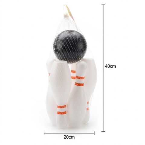 25cm White Bowling Set (6 Pins + 1 Ball)