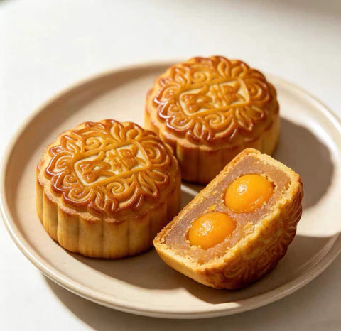 Da Rong Hua Double Egg Yolk White Lotus Seed Paste Mooncakes 600g