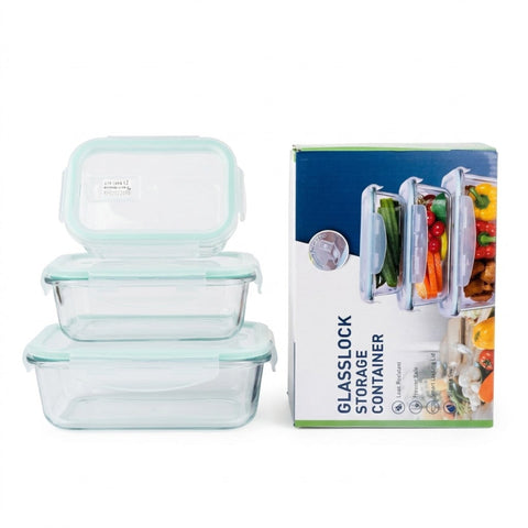 3PCS Glass Food Storage Containers with Lids