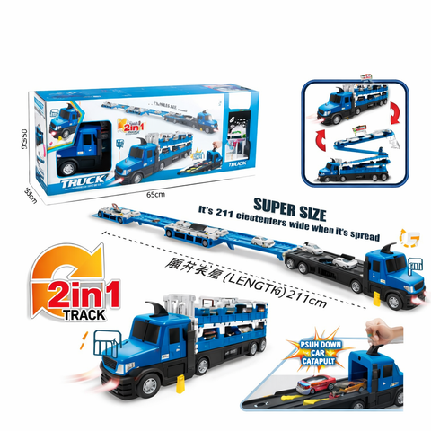 Extra Large Foldable Transforming Police Track Launcher Truck with Lights & Sound
