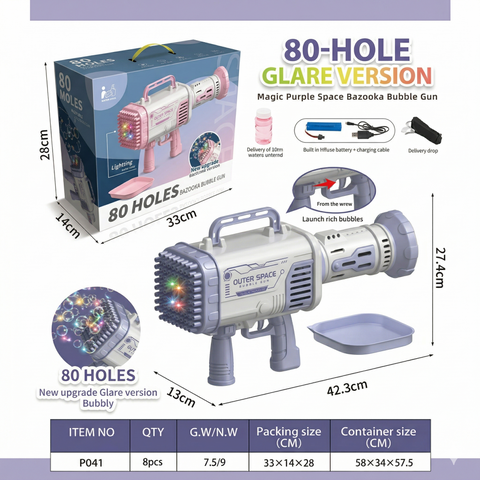 80-Hole Space Rocket Bubble Gun (Magic Purple)
