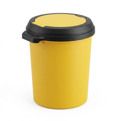 Yellow Trash Can with Lid 8035