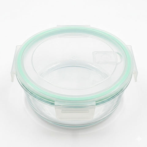 950ml Round Glass Food Container with Valve Lid
